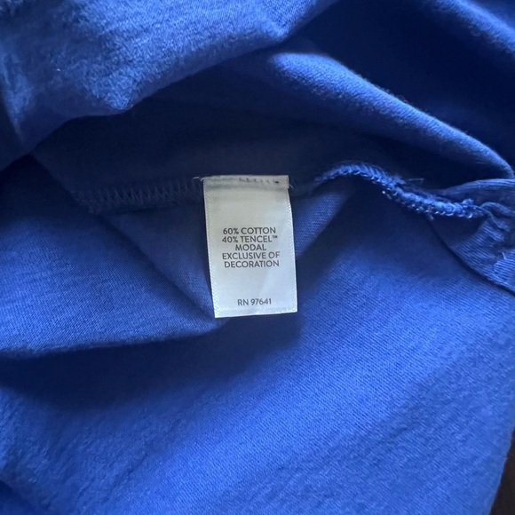 J. Jill Blue Embroidered Split Neck Tunic Top Size L Boho 3/4 Sleeve Royal Blue - Picture 9 of 9